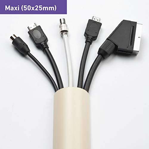 D-Line Maxi 1M5025M, Canaletas decorativas para cables de TV, Una solución cómoda que organiza y cubre los cables de TV en la pared - 50 x 25 mm y 1 metro de longitud en color magnolia