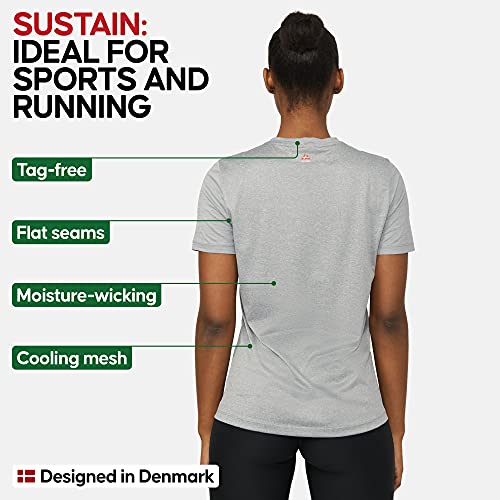 DANISH ENDURANCE Women Workout T-Shirt, Breathable Fitness Top (Gris Melange, M)