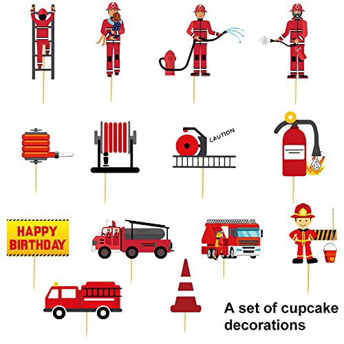 Decoración para Fiestas de Cumpleaños para Bomberos, XiXiRan Globos de Aluminio de Camión de Bomberos, Pancartas de Cumpleaños para Bomberos, Decoracion Cumpleaños（Camión de bomberos）