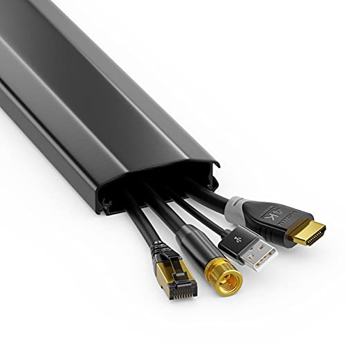 deleyCON Canaleta Universal para Colocar Cables y Líneas PVC de Primera Longitud de 50cm Ancho de 6cm Altura de 2cm - Negro