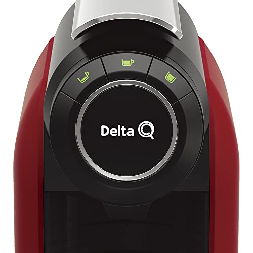 Delta Q - Qool Evolution Roja + 2 packs de 40 cápsulas - Cafetera de cápsulas 19 bares de presión, funcionamiento automático, 3 programaciones de café, depósito de 1 L + 2 Packs 40 capsulas Qalidus