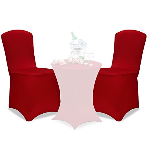 Deuba Set de 6 Fundas para sillas Bordó Juego de Cobertores elásticos de poliéster Lavable Eventos