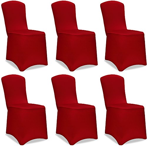 Deuba Set de 6 Fundas para sillas Bordó Juego de Cobertores elásticos de poliéster Lavable Eventos
