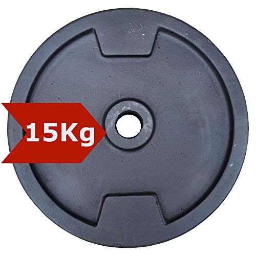 Discos de pesas (hierro fundido, 30 mm, 5, 10, 15 y 20 kg, 2 unidades de 15 kg)