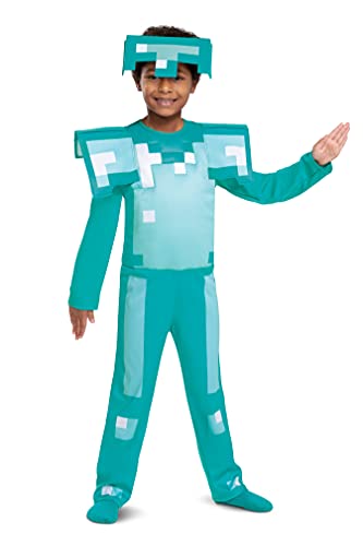 Disguise Disfraz Minecraft Niño Armadura de Diamante Clásico, Disfraz Halloween Niño Disponible en Talla M