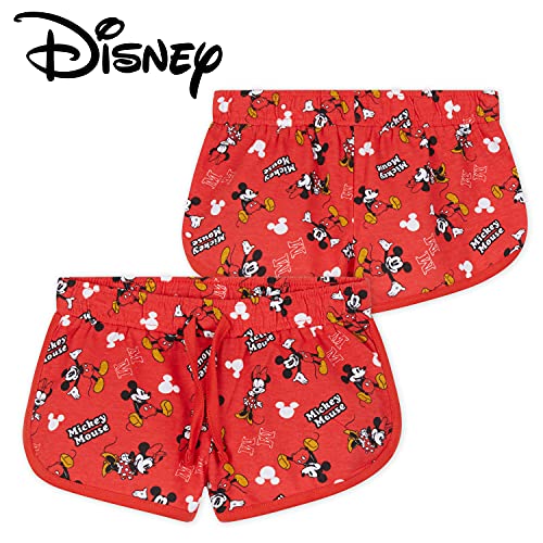 Disney Pantalon Corto Niña, Pack De 2 Pantalones Cortos de Mickey y Minnie Mouse, Ropa Niña de Algodón, Regalos para Niñas 18 Meses-10 Años (Rojo/Negro, 2-3 años)