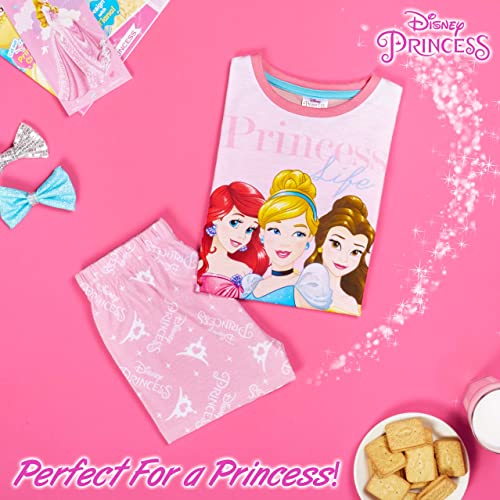 Disney Pijama Niña, Conjunto Verano Niña de Princesas 2 a 12 Años (Rosa, 9-10 años)