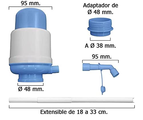 Dispensador de agua Universal Manual para Garrafas/Botellones/Barriles Compatible con Garrafas de 2L/5L/6L/8L/10L/12L, dispensador de agua embotellada, Bomba portátil de presión de la mano,