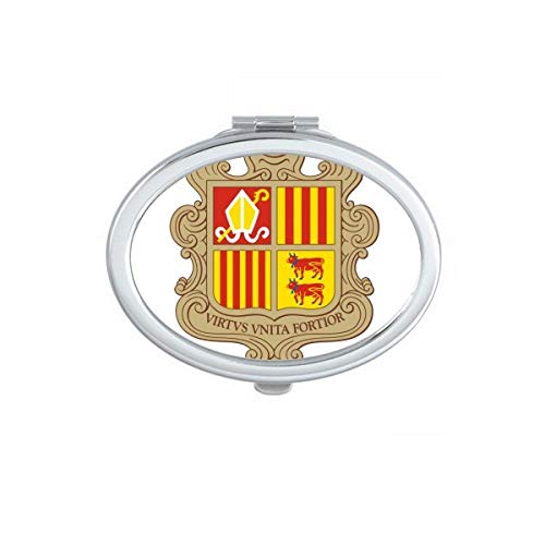 DIYthinker Andorra La Vella Andorra Nacional Emblema Oval Espejo de Maquillaje Compacto portátil de Mano Linda de Bolsillo Regalo Espejos