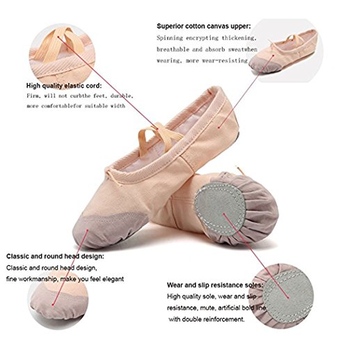 DoGeek Transpirable Zapatos de Ballet Zapatillas de Ballet de Danza Baile para Niña (24 EU, Negro)