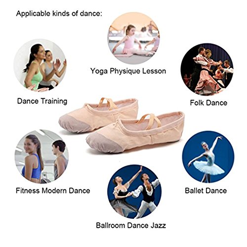 DoGeek Transpirable Zapatos de Ballet Zapatillas de Ballet de Danza Baile para Niña (24 EU, Negro)