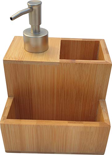 dreamhouse Organizador para fregadero de cocina de bambú de alta calidad y robusto, con soporte para esponja, organizador de utensilios de fregadero