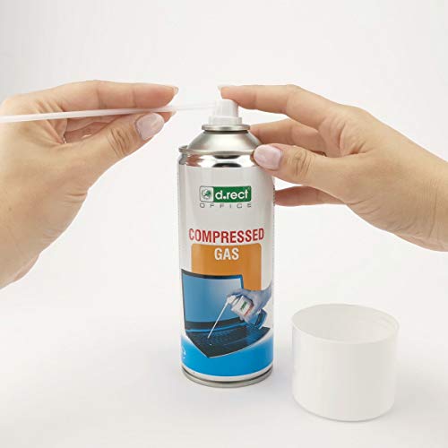 D.RECT 110502 Aire comprimido | Spray Limpiador 400 ml | Compresor de Aire | para Limpieza de Teclado, Ordenador, cámara, teléfono móvil