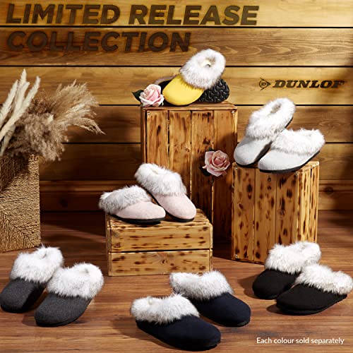 Dunlop Zapatillas Mujer Casa con Suela Antideslizante, Pantuflas Mujer Invierno con Forro Polar, Regalos Para Mujer y Chica Adolescente Talla 37-41 (40, Negro, numeric_40)