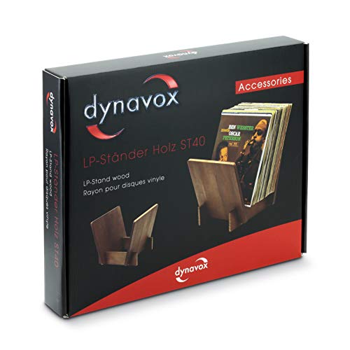 Dynavox Soporte ST40 para discos de vinilo de madera de pino, para hasta 40 LP´s y simples, color marrón claro