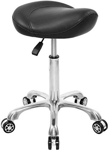 EASY LIFE Silla de montar Silla con ruedas hidráulica ajustable con ruedas para oficina, salón, spa, estudio (negro)