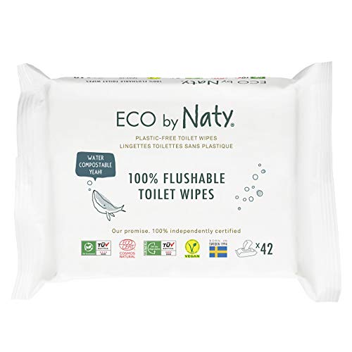 Eco by Naty Toallitas desechables wc para bebé, 504 unidades (12x42), Toallitas húmedas hechas a base de fibras vegetales, 0% plástico