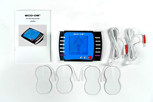 ECODE Electroestimulador Digital TENS Massager, Doble Canal, EMS, 4 electrodos, Fortalecimiento Muscular Total, programas Auto ECO-309
