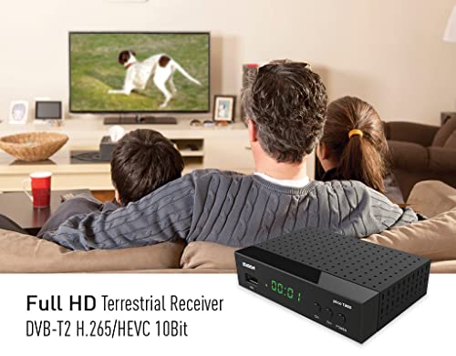 EDISION Picco T265 Full HD TDT H265 HEVC Receptor FTA T2, 1 x DVB-T2, USB, HDMI, SCART, S/PDIF, IR Ojo, USB WiFi Support, 2 en 1, Color Negro Sin HDMI Negro