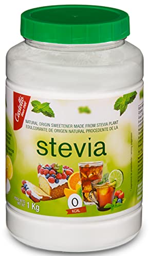 Edulcorante Stevia + Eritritol 1:3 - Granulado - Sustituto del Azúcar 100% natural - Hecho en España - Keto y Paleo - Castello since 1907 (1g = 3g de Azúcar (1:3), Bote 1 kg)
