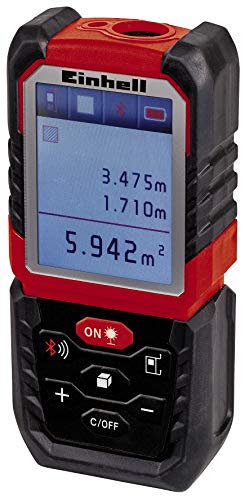 Einhell Distanciómetro láser TE-LD 60 (rango de medición 0,05-60 m, medición de distancias, áreas y volúmenes con sumas y restas, documentación vía app, seguridad, Pitágoras, función de replanteo)