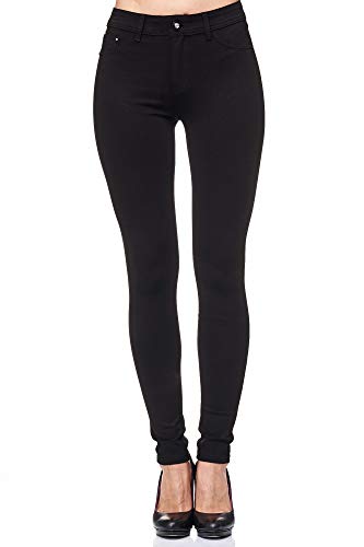 Elara Pantalón Elástico de Mujer Skinny Fit Jegging Chunkyrayan Negro H01 Black 46 (3XL)