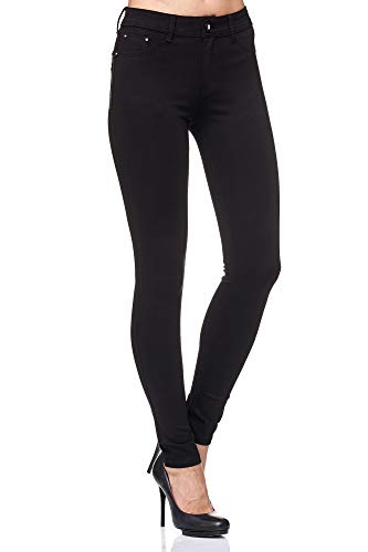 Elara Pantalón Elástico de Mujer Skinny Fit Jegging Chunkyrayan Negro H01 Black 46 (3XL)