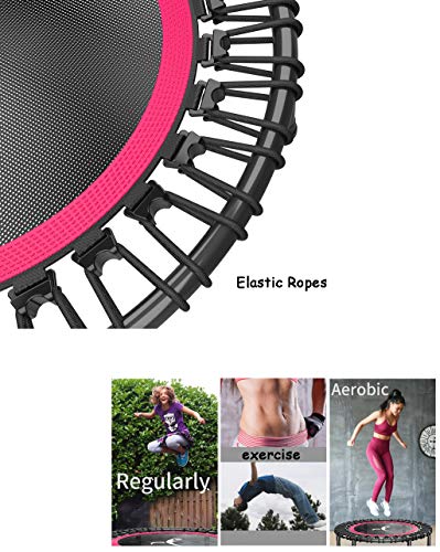Elastic Ropes Fitness Trampoline / 40 Inch Fitness Rebounder para Ejercicios corporales y Ejercicios cardiovasculares, para Interiores y jardín/Gimnasio, Capacidad de Peso: 200 kg
