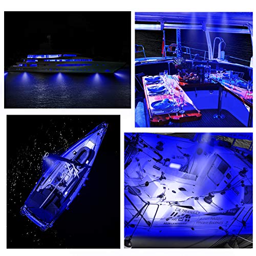Electrely Luces de Navegación para Barcos, 4 Piezas 12V Lámpara de Navegación Luz de Anclaje Barco Yate Luz Marina Luz Impermeable para Barco Yate (Azul)