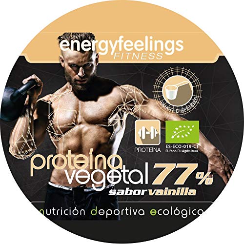 Energy Feelings Proteina Vegana 77% Premium sabor vainilla - 1.5 Kg | rica en BCAA | ingredientes de máxima calidad | 100% ecológica