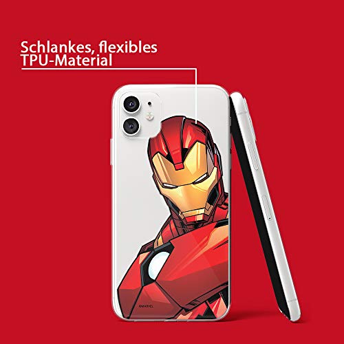 ERT Original y con Licencia Oficial Marvel Iron Man Funda de teléfono móvil para iPhone 11 Adaptación óptima a la Forma del Smartphone, Cubierta Protectora de Silicona, parcialmente Transparente