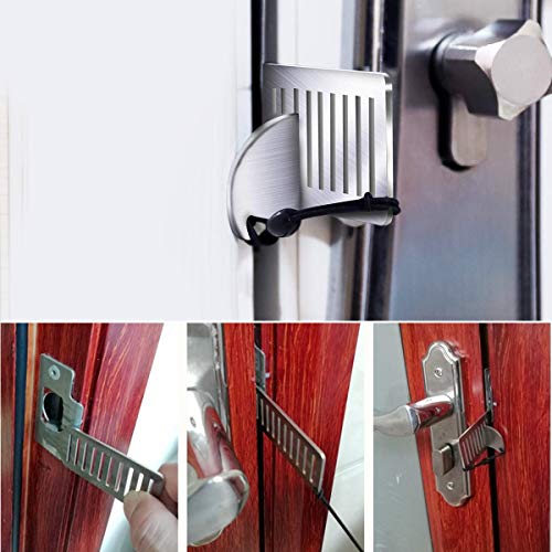 Esenlong Cerradura de puerta de viaje portátil de acero inoxidable para puerta de seguridad para casa, apartamento, salón, hotel, motel, escuela (plateada)