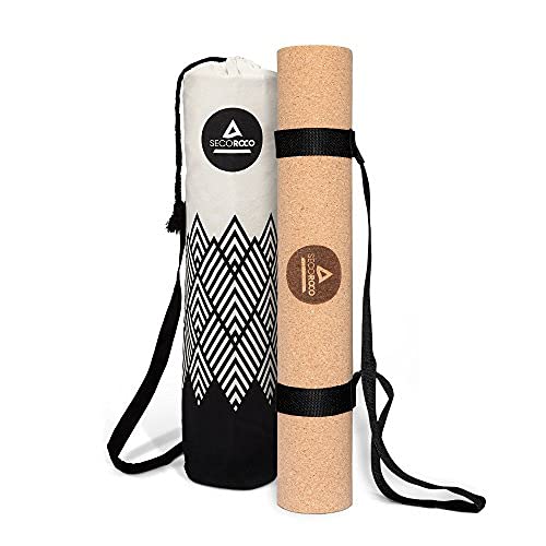Esterilla de corcho y caucho para yoga y entrenamiento de 3 mm de grosor y materiales 100% ecológicos, naturales y antideslizantesEsterilla de yoga hipoalergénica con bolsa de lino incluida.