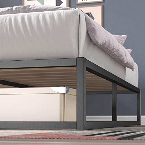 Estructura de cama metálica ZINUS Joseph 25 cm | Base para colchón | Somier de láminas de madera | Almacenamiento debajo de la cama | Para adultos, niños, adolescentes | 90 x 190 cm | Negro