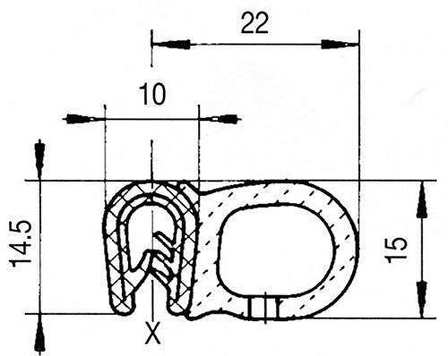 Eutras KSD2053 Junta de goma para maletero, Rango de sujeción 2.0 - 3.5 mm, Negro, 10 m