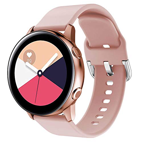 EWENYS Correa de repuesto para deportiva silicona suave de smartwatch, Compatible con Samsung Galaxy Watch 4 40mm 44mm Active 2 40mm 44mm / Huawei Watch GT3 GT2 42mm / Amazfit GTS(20mm,Rosado )