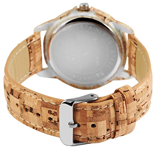 Excellanc llanc Mujer Reloj marrón Corcho analógica Metal Cuero Cuarzo Reloj de Pulsera