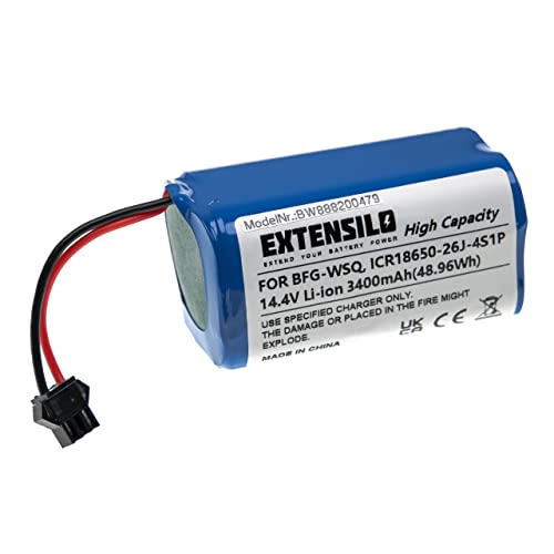 EXTENSILO Batería compatible con Cecotec Conga 950, 990, 1090, 1190 aspiradora, robot limpieza (3400 mAh, 14,4 V, Li-Ion)