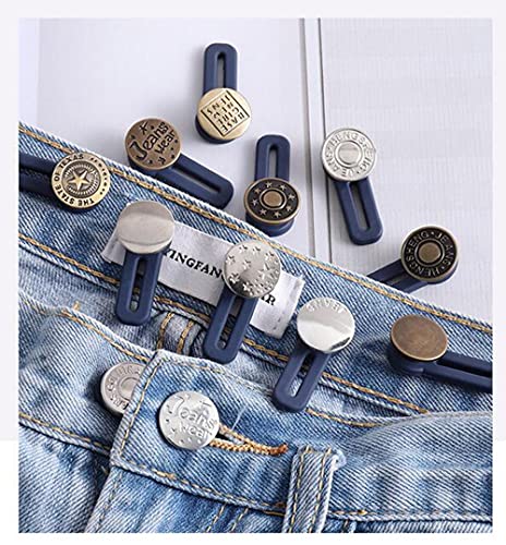 Extensor de Cintura,8 Piezas Botón de Extensión Metal Retráctil Jeans Botones para Hombres,Mujeres,Jeans,Faldas,Pantalones