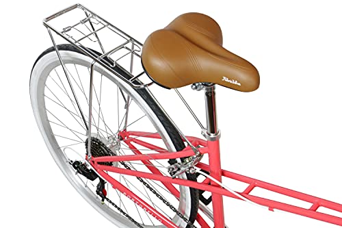 FabricBike Portobello - Bicicleta de Paseo Mujer, Bicicleta Urbana Vintage Retro, Bicicleta de Ciudad Estilo Holandesa con Cambios Shimano Sillín Confortable. (Portobello Coral)