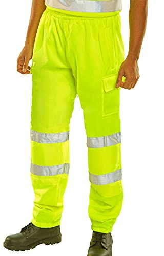 FAIRY BOUTIQUE Pantalones deportivos de forro polar con cinta reflectante, cintura elástica, pantalones cargo, amarillo, 27-32