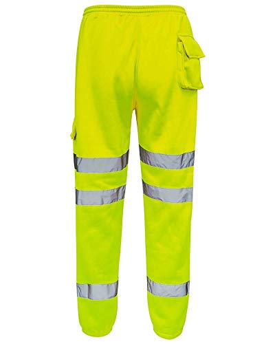 FAIRY BOUTIQUE Pantalones deportivos de forro polar con cinta reflectante, cintura elástica, pantalones cargo, amarillo, 27-32