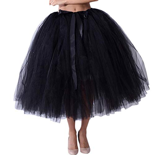 Falda de Tutu Mujer,SHOBDW Malla de Tul En Capas de Dama de Honor Mullido Regalo de La Fiesta de Bodas Traje de Baile de Princesa Falda Burbuja de Maternidad Falda(Negro)