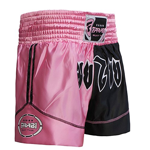 Farabi Sports Pantalones Muay Thai Shorts de boxeo de MMA (XL, Pink/Black)