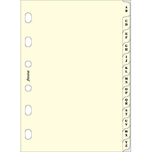 Filofax Pocket - Recambio para agenda de anillas, agenda telefónica, pestañas A - Z (2 letras por pestaña), color crema