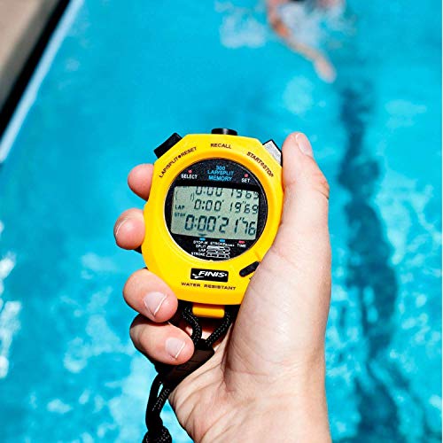 FINIS Stopwatch 3X 300m Cronómetro para natación (300 entradas de Memoria), Unisex, Amarillo, Talla única