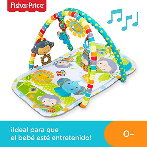 Fisher-Price Gimnasio Musical Monitos Divertidos, manta de juego para bebé (Mattel CLJ42)