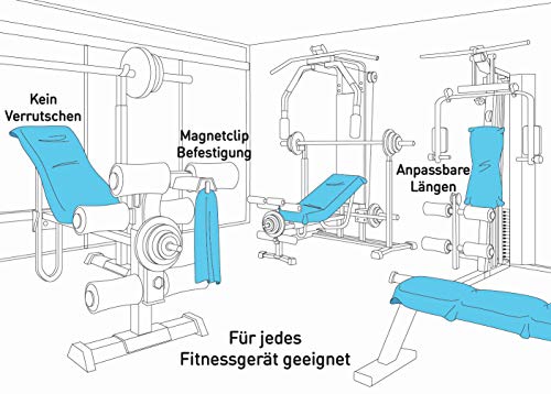 Fit-Flip Juego de Toallas Fitness con Compartimento con Cremallera + Clip magnético + Toalla de Deporte Extra – Toalla Multi Funcional Pendiente de Patente, Toalla de Microfibra – Azul