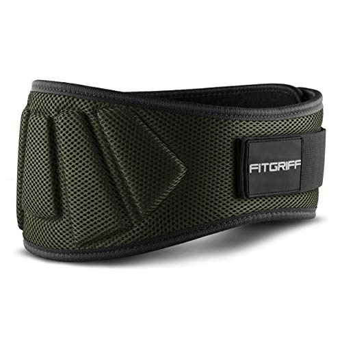 Fitgriff® Cinturón Gym V1 - Cinturon Gimnasio, Musculación, Halterofilia, Crossfit, Levantamiento Pesas, Fitness - Mujeres y Hombres - Green X-Large