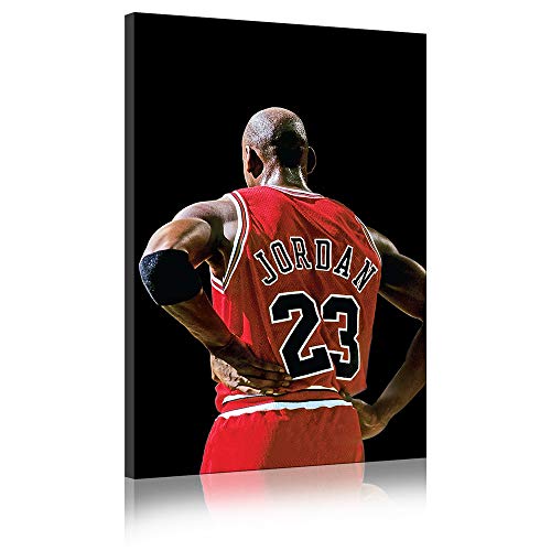 Five-Seller Michael Jordan Vista Posterior Estrella De Baloncesto Impresión Fotográfica Cuadro sobre Lienzo Arte De Pared, Encendido (50_x_70_cm)